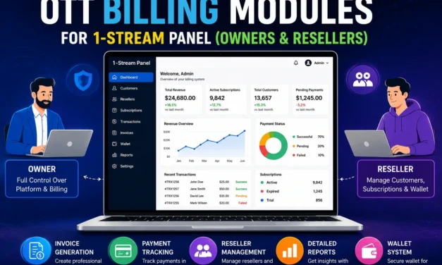 OTT Billing Modules for 1-Stream Panel (Owners & Resellers)