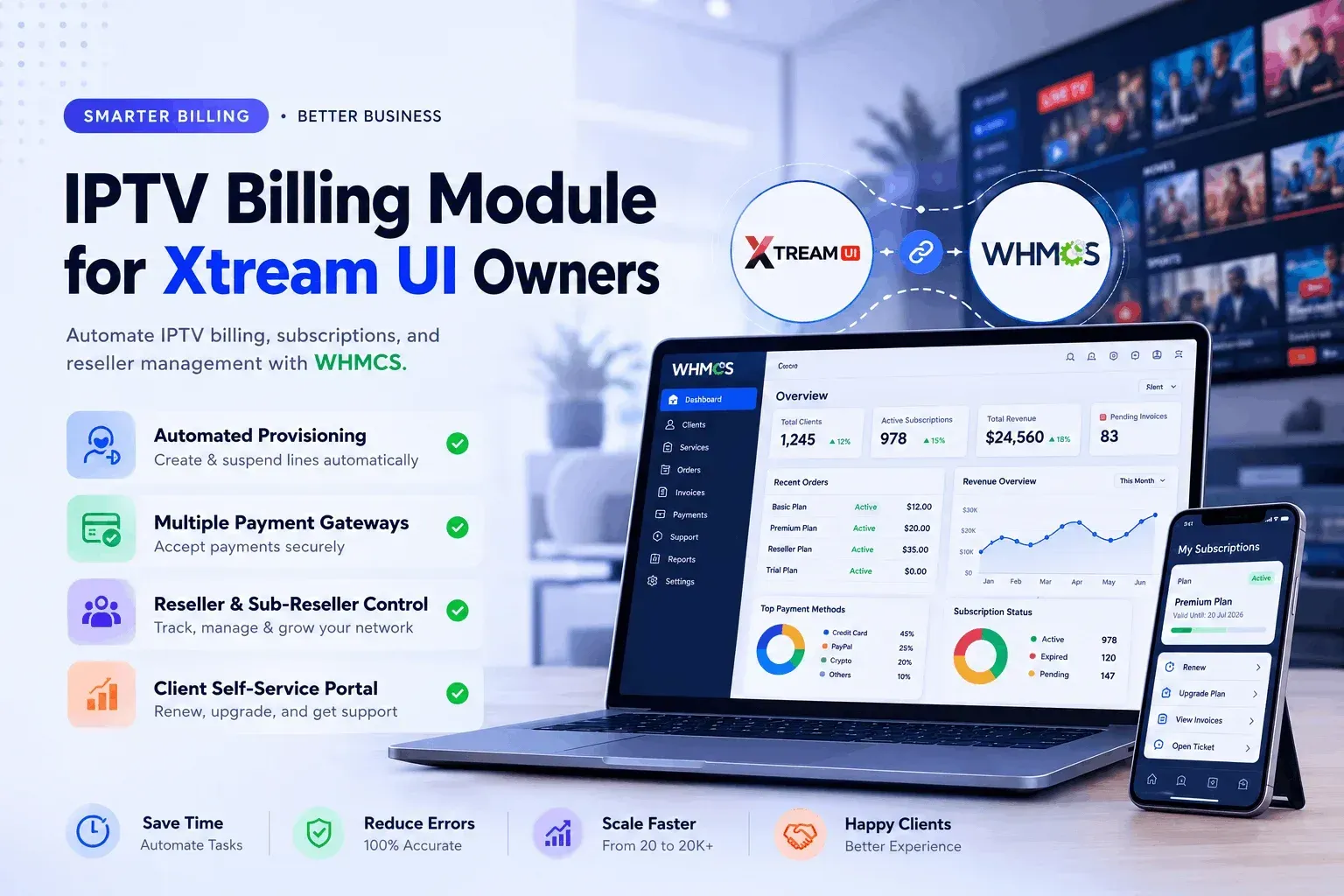 Why Xtream UI Owners Need an IPTV and OTT Billing Module for WHMCS