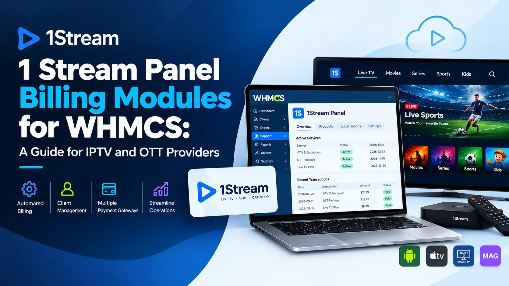 1 Stream Panel Billing Modules for WHMCS: A Guide for IPTV and OTT Providers